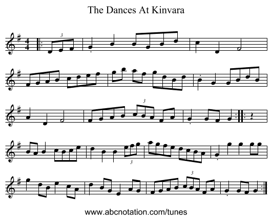The Dances At Kinvara - staff notation