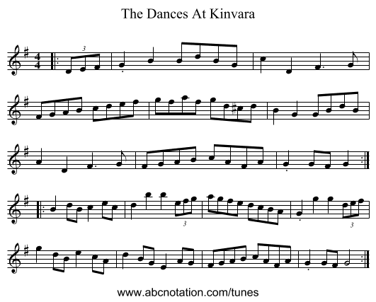 The Dances At Kinvara - staff notation
