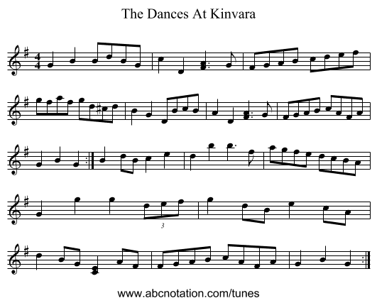 The Dances At Kinvara - staff notation
