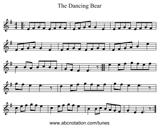The Dancing Bear - staff notation
