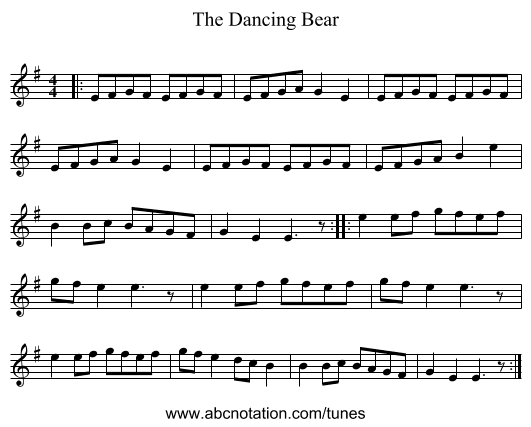 The Dancing Bear - staff notation