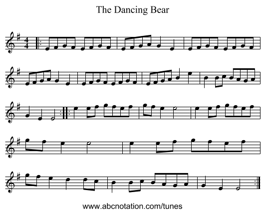 The Dancing Bear - staff notation