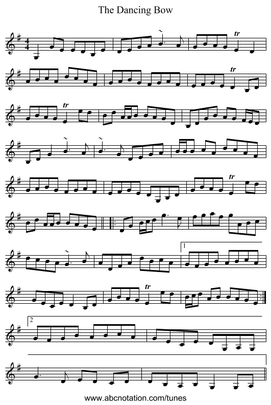 The Dancing Bow - staff notation