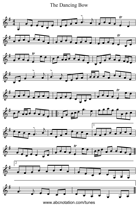 The Dancing Bow - staff notation