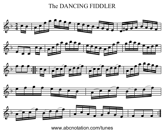 The DANCING FIDDLER - staff notation