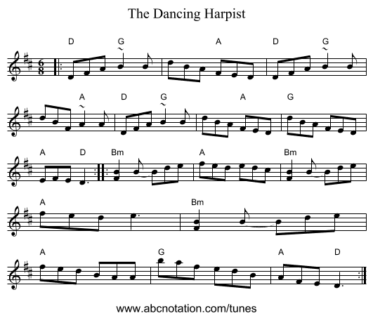 The Dancing Harpist - staff notation