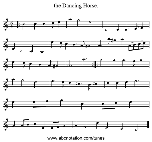 the Dancing Horse. - staff notation