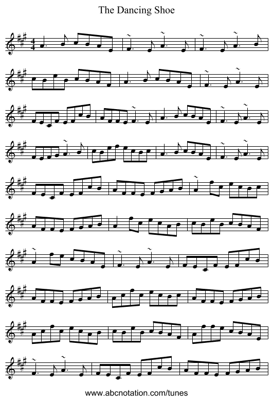 The Dancing Shoe - staff notation