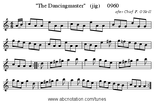 The Dancingmaster   (jig)     0960 - staff notation