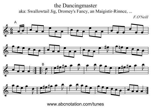 the Dancingmaster - staff notation