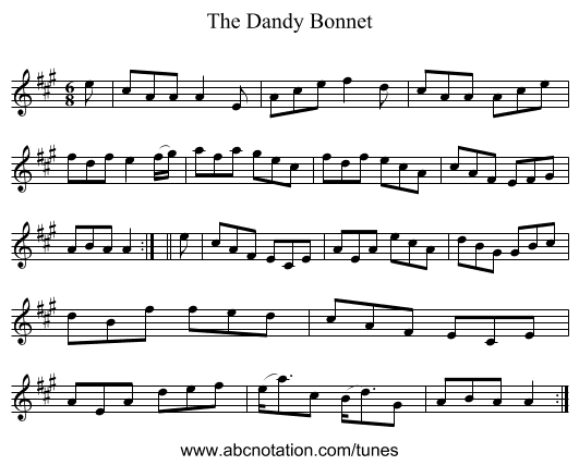 The Dandy Bonnet - staff notation