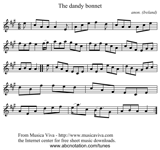 The dandy bonnet - staff notation