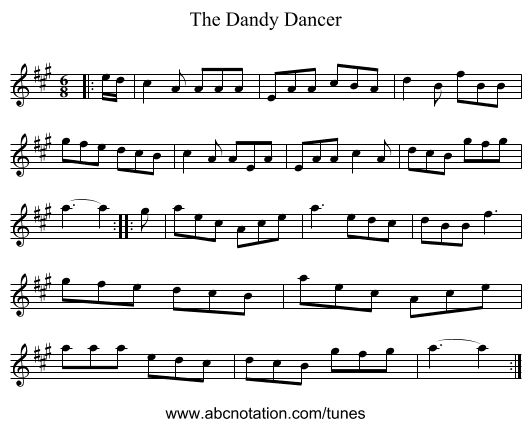 The Dandy Dancer - staff notation