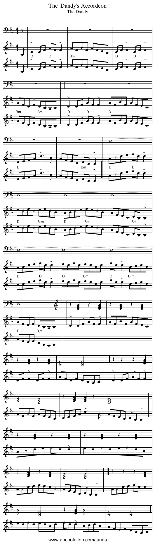 The  Dandy's Accordeon - staff notation