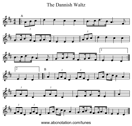 The Dannish Waltz - staff notation