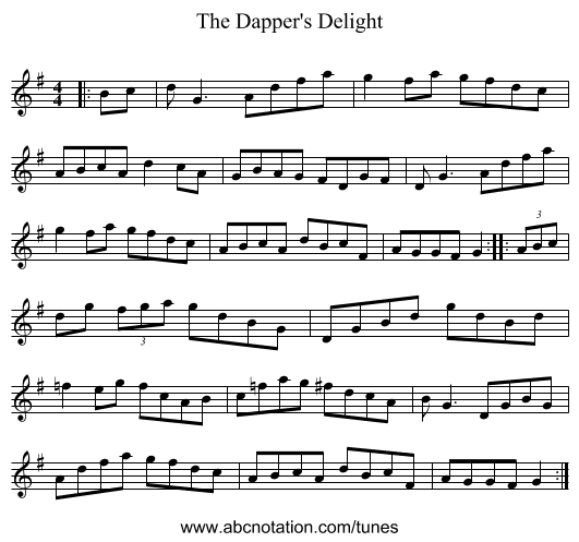 The Dapper's Delight - staff notation