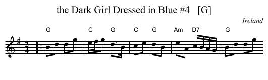 the Dark Girl Dressed in Blue #4   [G] - staff notation