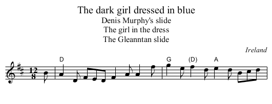 The dark girl dressed in blue - staff notation