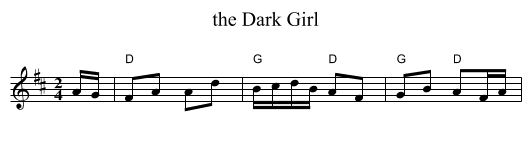 the Dark Girl - staff notation