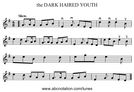 the DARK HAIRED YOUTH - staff notation