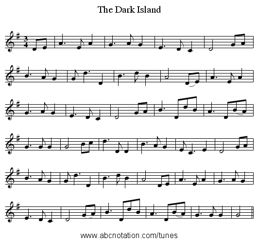 The Dark Island - staff notation