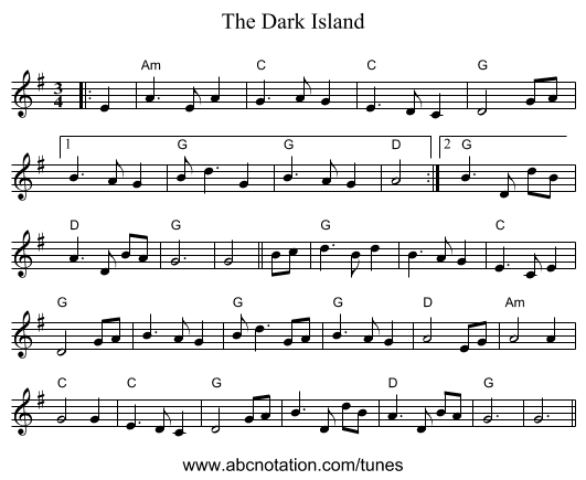 The Dark Island - staff notation