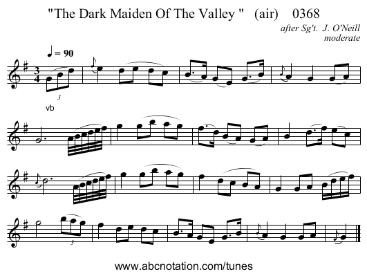 The Dark Maiden Of The Valley    (air)    0368 - staff notation