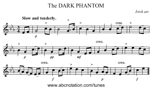 The DARK PHANTOM - staff notation