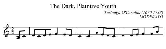 The Dark, Plaintive Youth - staff notation
