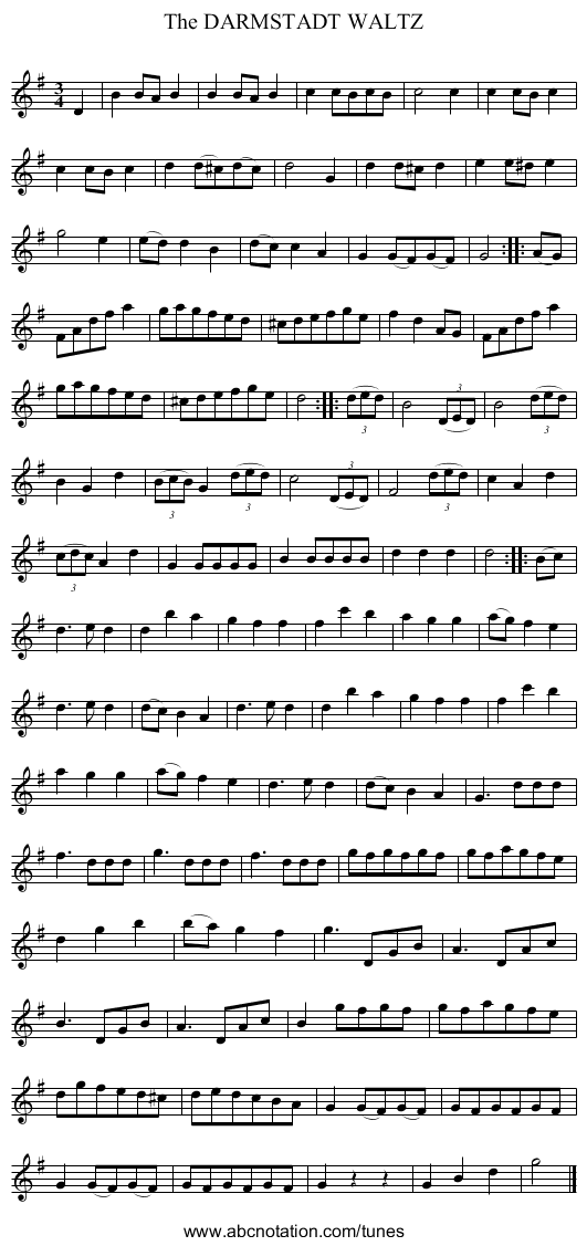 The DARMSTADT WALTZ - staff notation