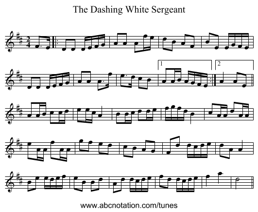 The Dashing White Sergeant - staff notation