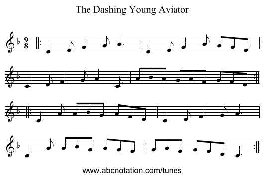 The Dashing Young Aviator - staff notation