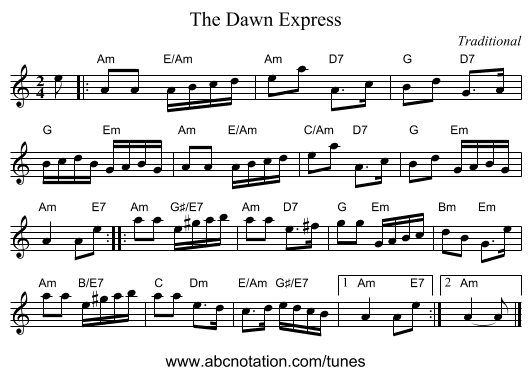 The Dawn Express - staff notation