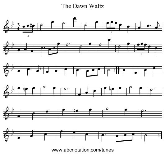 The Dawn Waltz - staff notation
