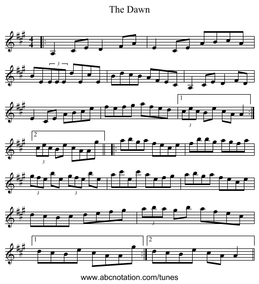 The Dawn - staff notation