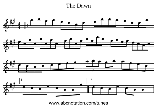 The Dawn - staff notation