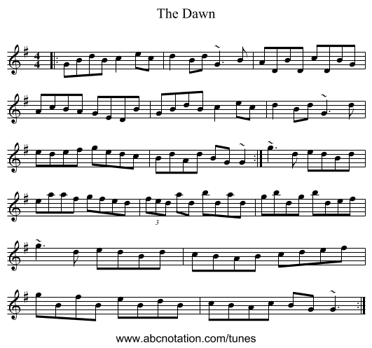 The Dawn - staff notation