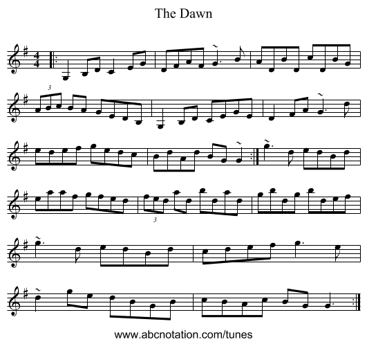 The Dawn - staff notation