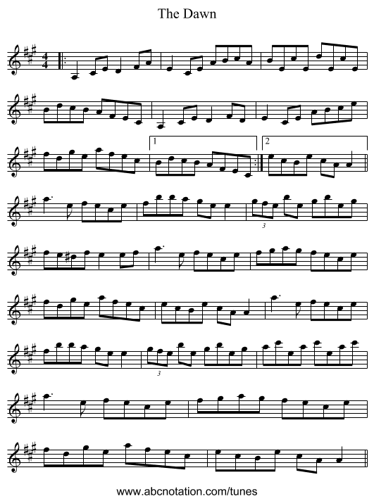 The Dawn - staff notation