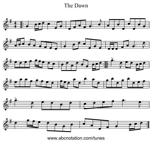The Dawn - staff notation