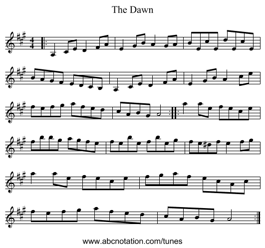 The Dawn - staff notation