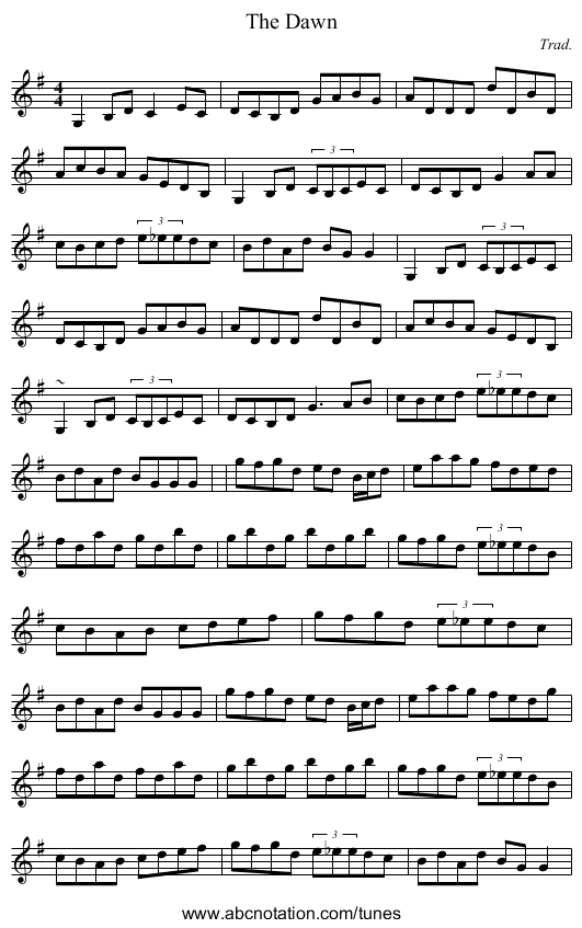 The Dawn - staff notation