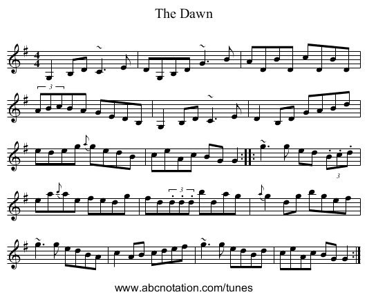 The Dawn - staff notation