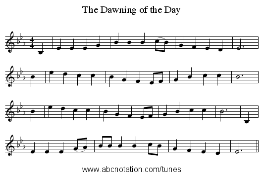 The Dawning of the Day - staff notation