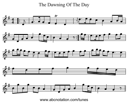 The Dawning Of The Day - staff notation