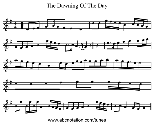 The Dawning Of The Day - staff notation