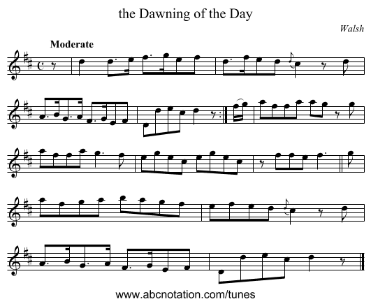 the Dawning of the Day - staff notation