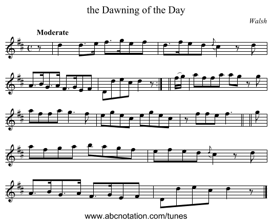 the Dawning of the Day - staff notation
