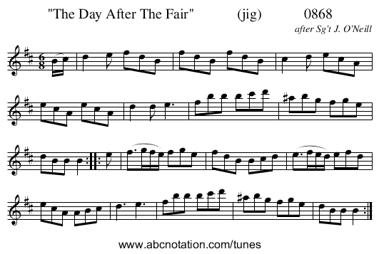 The Day After The Fair            (jig)            0868 - staff notation