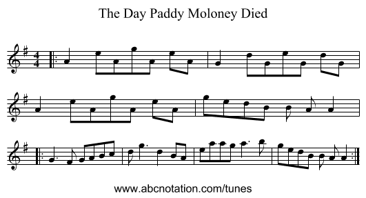 The Day Paddy Moloney Died - staff notation